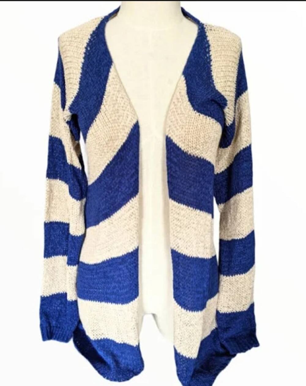 TCEC Crochet Stitch Fix Open Front Cardigan Roxanna NEW Size Small blue cream